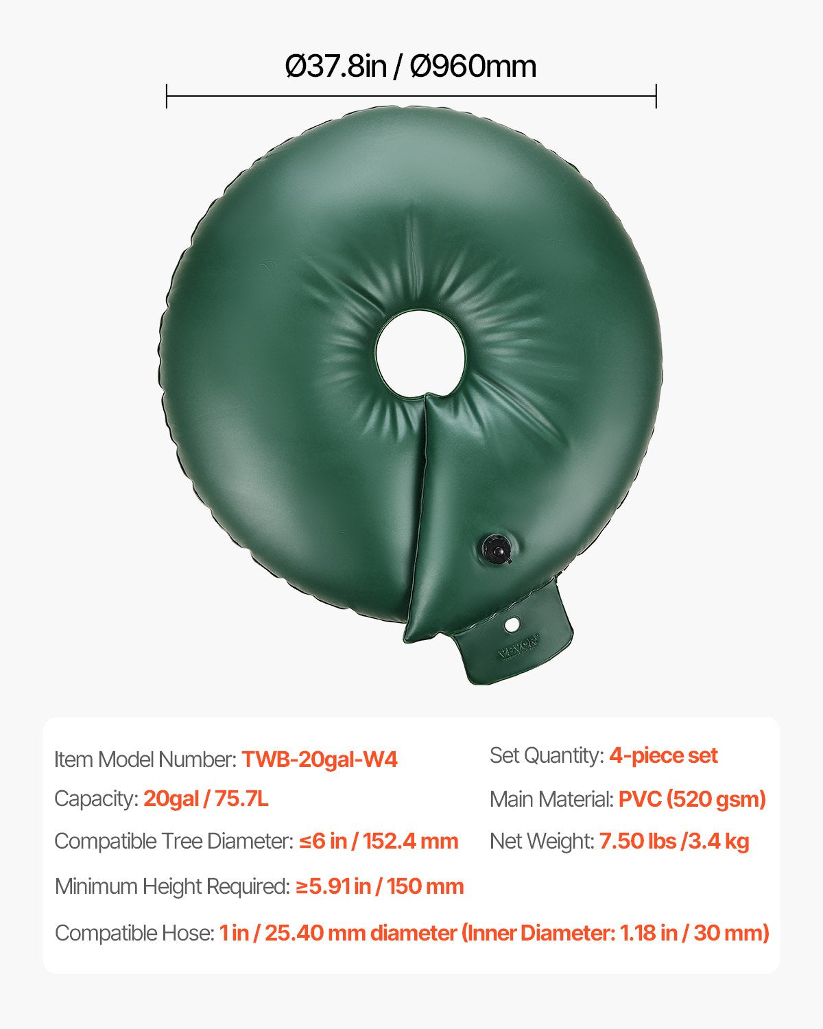 Tree Watering Ring 4 Packs 20 Gallons Slow Release Tree Watering Bag Durable