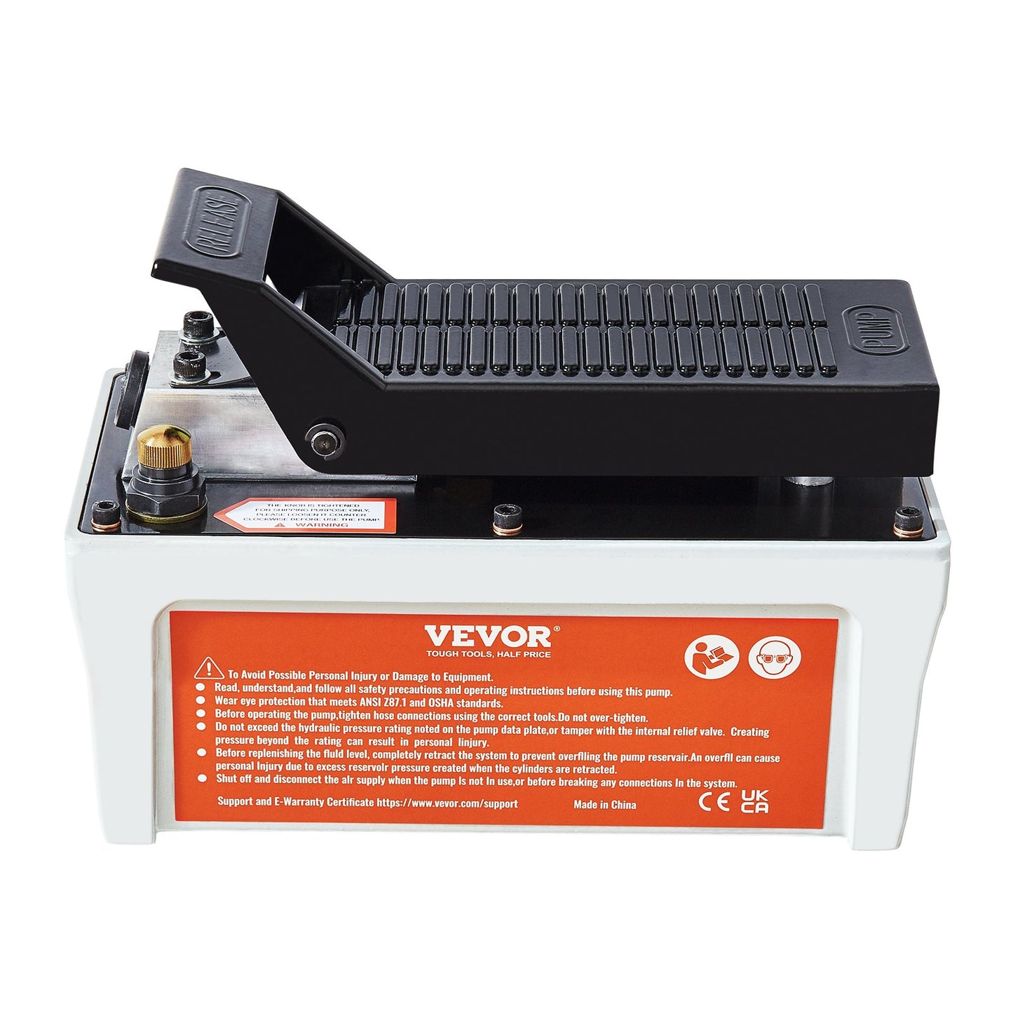 Air Hydraulic Pump, 10,000 PSI 1/2 gal Reservoir, NPT 3/8" Oil Outlet, NPT 1/4" Inlet, 6.6 ft Tube, Foot Operated Hydraulic Pump Air Pedal for Auto Body Machines and Tow Bar, Gray