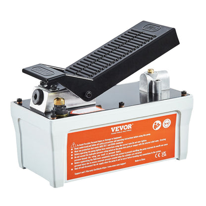 Air Hydraulic Pump, 10,000 PSI 1/2 gal Reservoir, NPT 3/8" Oil Outlet, NPT 1/4" Inlet, 6.6 ft Tube, Foot Operated Hydraulic Pump Air Pedal for Auto Body Machines and Tow Bar, Gray