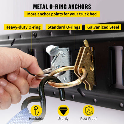 E-Track-Zurrschienen-Kit, 18-teiliges 5-Fuß-E-Track-Set, enthält 4 Stahlschienen und 2 Einzelschienen und 6 O-Ringe und 4 Befestigungselemente mit D-Ring und 2 Riegel, Zubehör zur Sicherung von Frachtmotorrädern