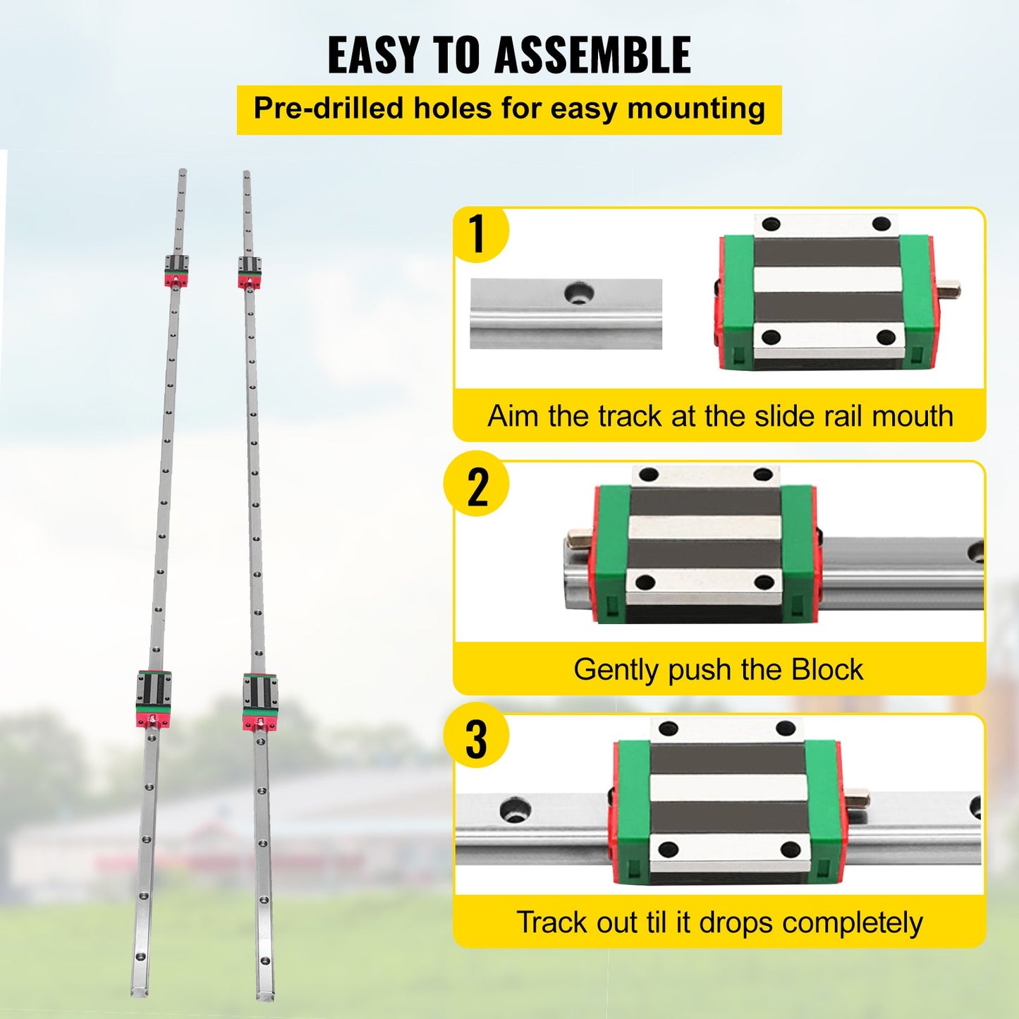 2X 15-1500mm linear guide rail with 4pcs pillow block carriage bearing block for 15mm slot block square block linear rail routers CNC set