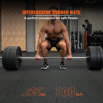 25 PCS 1/2 Inch Thick Gym Floor Mats, 24" x 24" EVA Foam and Rubber Top Interlocking Exercise Mats with 100 sq.ft Coverage, Waterproof Exercise Puzzle Flooring for Gym, Home, Garage, Basement