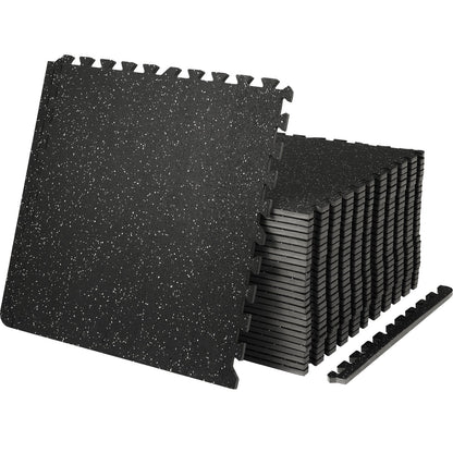 25 PCS 1/2 Inch Thick Gym Floor Mats, 24" x 24" EVA Foam and Rubber Top Interlocking Exercise Mats with 100 sq.ft Coverage, Waterproof Exercise Puzzle Flooring for Gym, Home, Garage, Basement