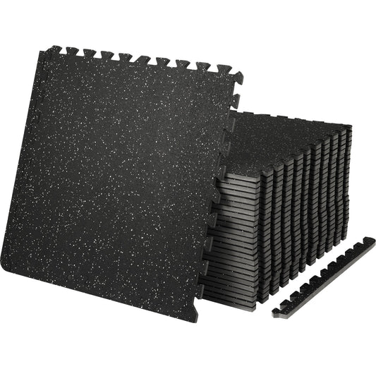 25 PCS 1/2 Inch Thick Gym Floor Mats, 24" x 24" EVA Foam and Rubber Top Interlocking Exercise Mats with 100 sq.ft Coverage, Waterproof Exercise Puzzle Flooring for Gym, Home, Garage, Basement