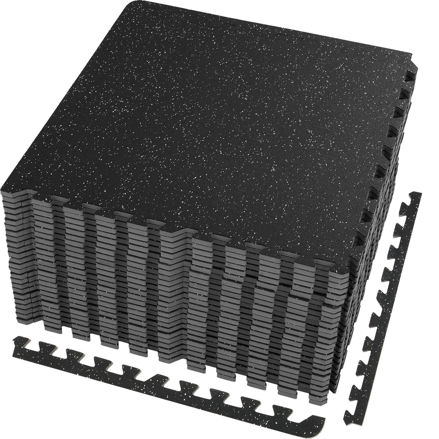 25 PCS 1/2 Inch Thick Gym Floor Mats, 24" x 24" EVA Foam and Rubber Top Interlocking Exercise Mats with 100 sq.ft Coverage, Waterproof Exercise Puzzle Flooring for Gym, Home, Garage, Basement