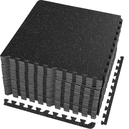 25 PCS 1/2 Inch Thick Gym Floor Mats, 24" x 24" EVA Foam and Rubber Top Interlocking Exercise Mats with 100 sq.ft Coverage, Waterproof Exercise Puzzle Flooring for Gym, Home, Garage, Basement