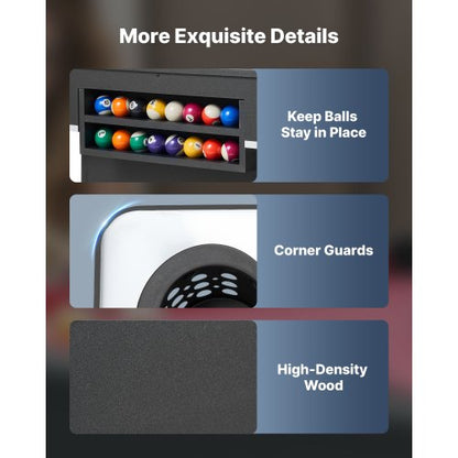 Biljardbord, 183 cm Bärbara Biljardbord, Justerbara Fötter Stabilt Spelbord, Underhållningsset Inkluderar Boll, Kö, Ställ, Krita och Borste, Svart med Röd Tyg, För Familjebruk, Rekreationsrum |  EU