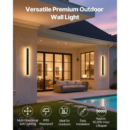 utomhusvägglampa, 600 mm, lång list modern vägglampa för utomhusbruk, 3000K varmvit, IP65 vattentät, rostfri väggmonterad belysning för uteplats, för hus, veranda, garage |  EU