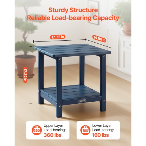 Outdoor Side Table 2-Tier Indoor HDPE Side Table, Blue | EU