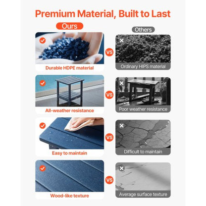 Outdoor Side Table 2-Tier Indoor HDPE Side Table, Blue | EU