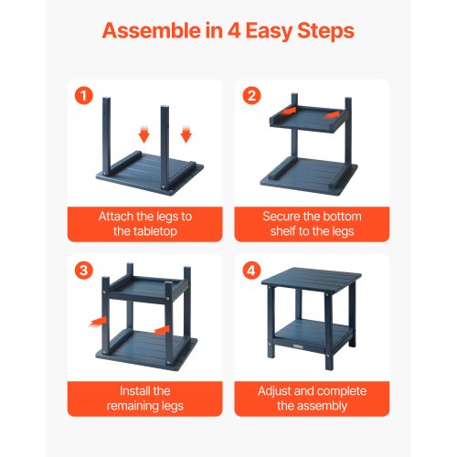 Outdoor Side Table 2-Tier Indoor HDPE Side Table, Blue | EU
