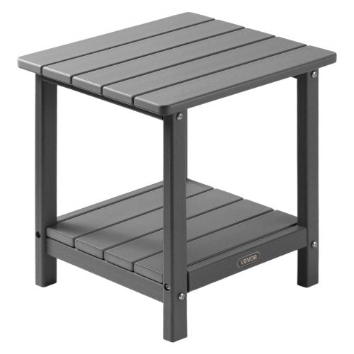Outdoor Side Table 2-Tier Indoor HDPE Side Table Grey | EU