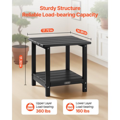 Outdoor side table, 2 tiers, HDPE, for indoor use, black | EU