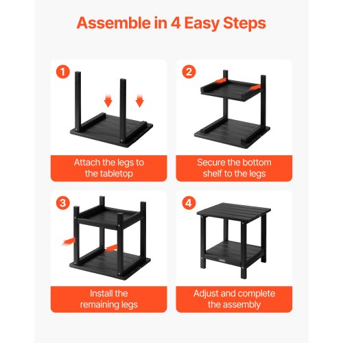 Outdoor side table, 2 tiers, HDPE, for indoor use, black | EU