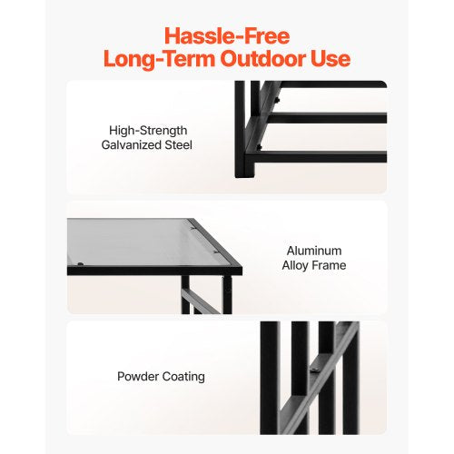 Vedställ med sluttande tak, 1,85 m vedhållare för utomhusbruk, vedskjul med 1/4-snöre, maxvikt 299 kg, pulverlackerat vedställ i metall för öppen spis, altan, trädgård |  EU