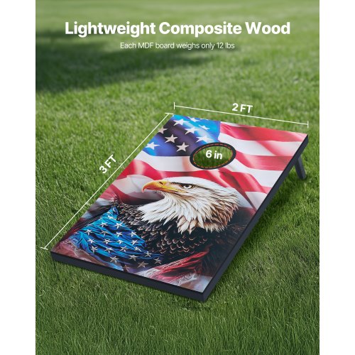 3x60 cm Cornhole-set Bärbart Cornhole-kastspel i trä med 8 säckar