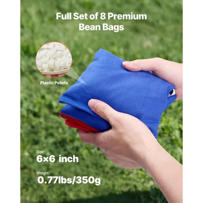 3x60 cm Cornhole-set Bärbart Cornhole-kastspel i trä med 8 säckar