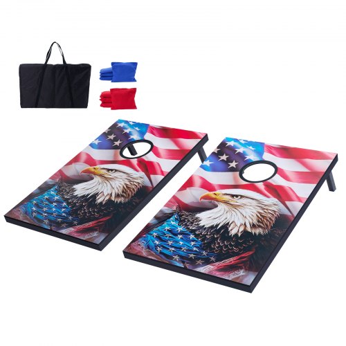 3x60 cm Cornhole-set Bärbart Cornhole-kastspel i trä med 8 säckar