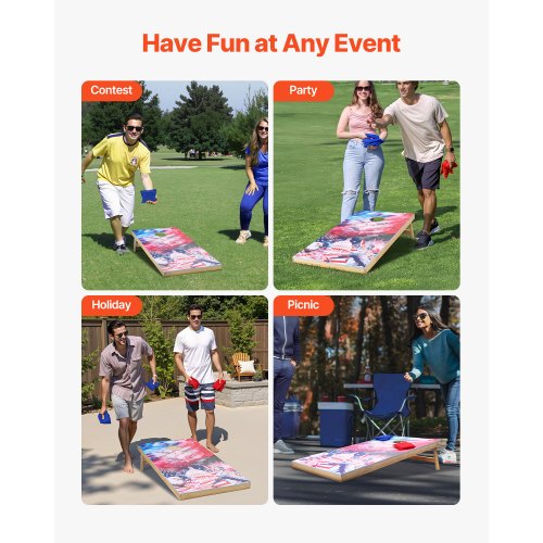 4x60 cm Cornhole-set Bärbart Cornhole-kastspel i trä med 8 bönsäckar