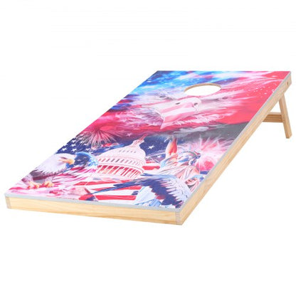 4x60 cm Cornhole-set Bärbart Cornhole-kastspel i trä med 8 bönsäckar