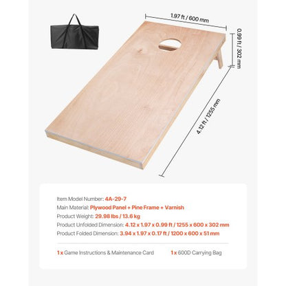 4x60 cm Cornhole Set Portable Wooden Cornhole Throwing Game Board with Carrying Case