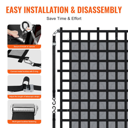 Cargo Net Heavy Duty Cargo Net 120" x 105" justerbara spännen och S-krokar