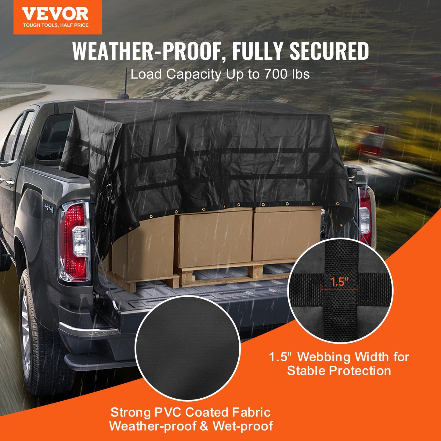Cargo Net Heavy Duty Cargo Net 120" x 105" Adjustable Buckles and S-Hooks