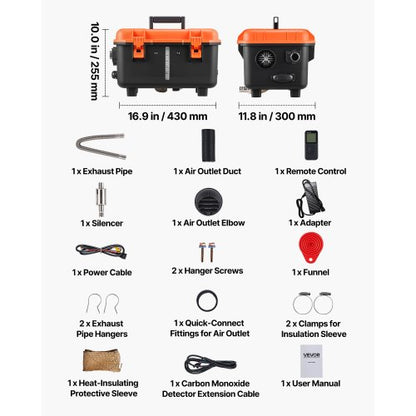 Dieselvärmare, 8KW, DC 12V/24V, Allt-i-ett Bärbar Dieselluftvärmare med Fjärrkontroll och LCD-skärm, Snabb Uppvärmning Låg Tystnad, 4 L Bränsletank för Lastbilar, Skåpbilar, Husbilar, Campers och Garage |  EU