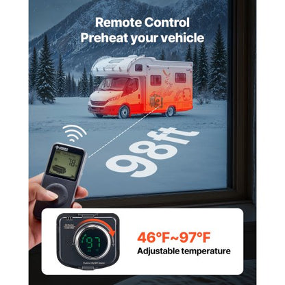 Dieselvärmare, 8KW, DC 12V/24V, Allt-i-ett Bärbar Dieselluftvärmare med Fjärrkontroll och LCD-skärm, Snabb Uppvärmning Låg Tystnad, 4,5 L Bränsletank för Lastbilar, Skåpbilar, Husbilar, Campers och Garage |  EU