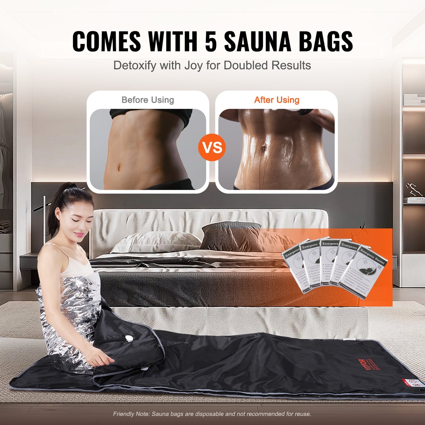 Sauna Blanket Far Infrared Heating with Armhole for Detox Oxford 71x31in