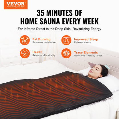 Sauna Blanket Far Infrared Heating with Therapy Stones for Detox 75x35in