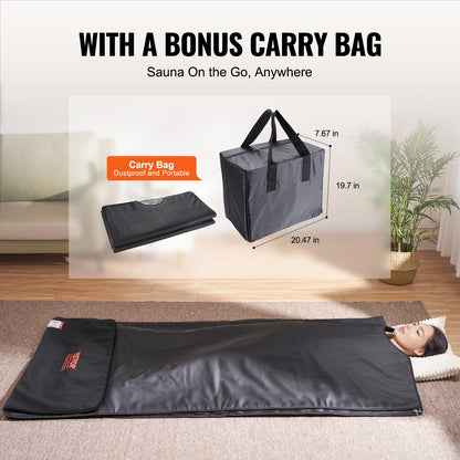 Sauna Blanket Far Infrared Heating with Therapy Stones for Detox 75x35in