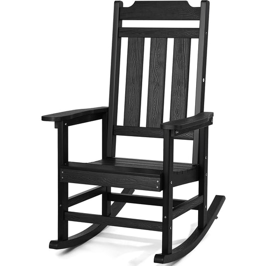 Porch Rocker HIPS Outdoor Rocking Chair High Back 1 pc 400 lbs Weight