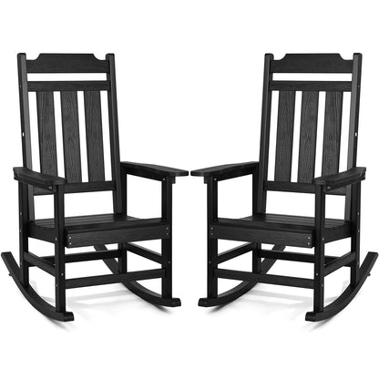Porch Rocker HIPS Outdoor Rocking Chair High Back 2 pcs 400 lbs Weight