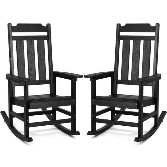 Porch Rocker HIPS Outdoor Rocking Chair High Back 2 pcs 400 lbs Weight