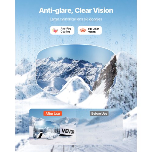 Ramlösa Skidglasögon, Magnetcylindrisk Lins med Rosa Revo-beläggning, OTG Anti-imma Snöglasögon för Herr Dam Ungdom, TPU-Båge och Ventilationsstruktur, Lämplig för Skidåkning, Skridskoåkning, Snowboardåkning |  EU