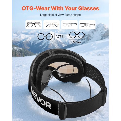 Ramlösa Skidglasögon, Sfäriska Linser med Blå Revo-beläggning, OTG Anti-imma Snöglasögon för Herr Dam Ungdom, TPU-Båge och Ventilationsstruktur, Lämpliga för Skidåkning, Skridskoåkning, Snowboardåkning |  EU