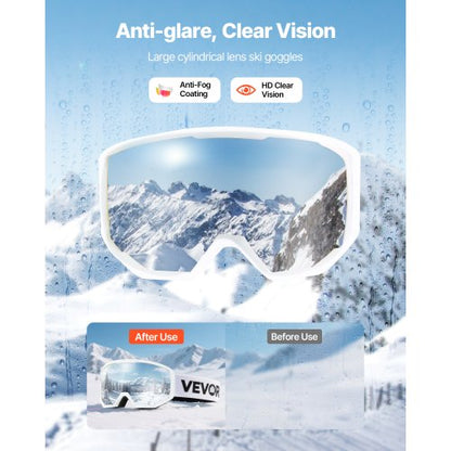 Skidglasögon, cylindriska linser med rosa Revo-beläggning, OTG anti-imma snöglasögon för män kvinnor ungdomar, TPU-ram och ventilationsstruktur, lämpliga för skidåkning, skridskoåkning, snowboardåkning, cykling |  EU