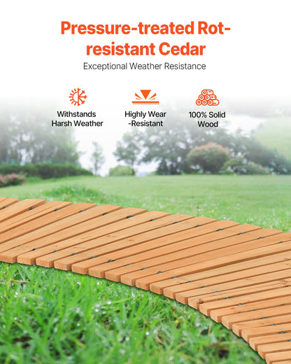 7 ft L x 17 in W Curved Wooden Garden Path Roll Out Garden Path