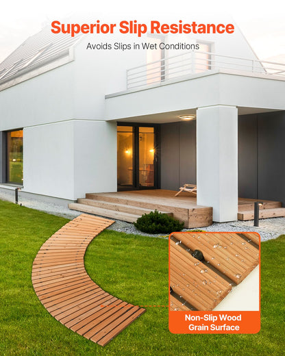 7 ft L x 17 in W Curved Wooden Garden Path Roll Out Garden Path