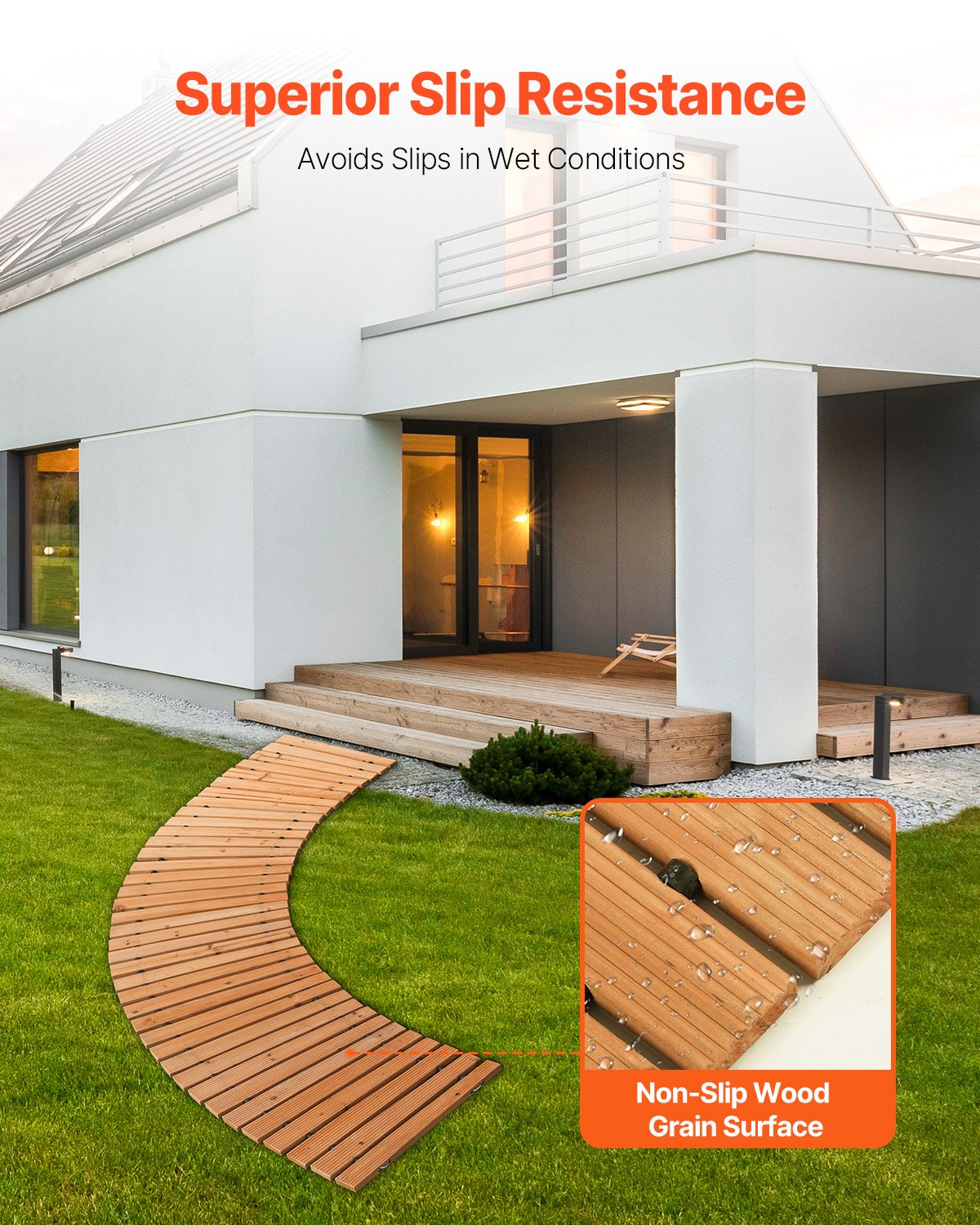 8 ft L x 17 in W Curved Wooden Garden Path Roll Out Garden Path