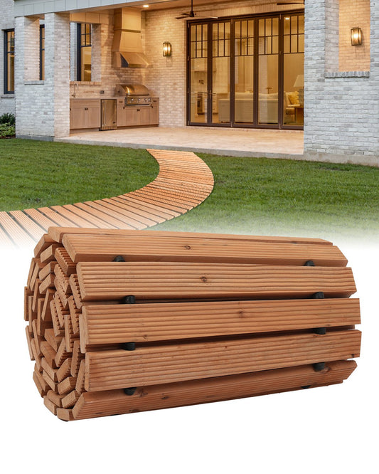 8 ft L x 17 in W Curved Wooden Garden Path Roll Out Garden Path
