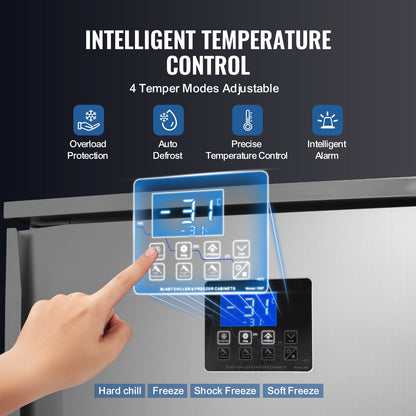 114L Commercial Blast Freezer 5 Compartments Blast Chiller Chest Seafood Gelato
