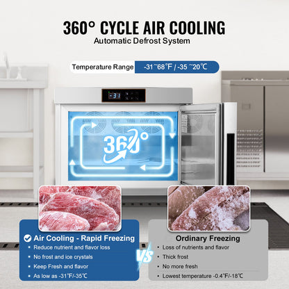 32L kommersiell blastfrys 4 fack Blast Chiller Chest Seafood Glass