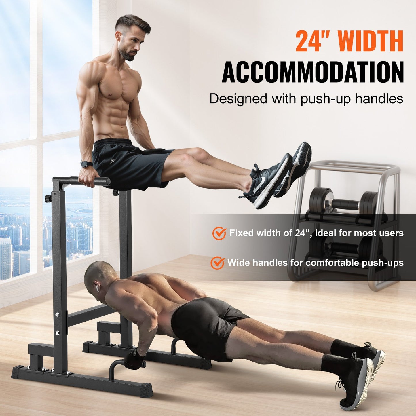 Dip Bar, 500 lbs kapacitet, Heave Duty Dip Stand Station med justerbar höjd, Fitness Workout Dip Bar Station Stabilisator Paralett Push Up Stand, parallella stänger för styrketräning Hemmagym