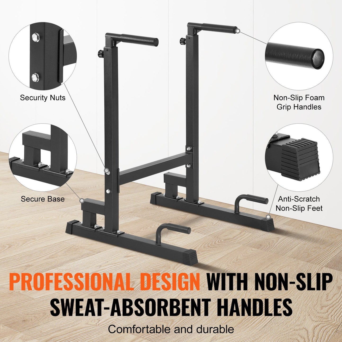 Dip Bar, 500 lbs kapacitet, Heave Duty Dip Stand Station med justerbar höjd, Fitness Workout Dip Bar Station Stabilisator Paralett Push Up Stand, parallella stänger för styrketräning Hemmagym