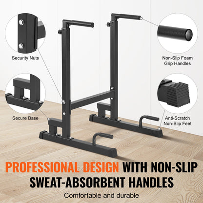 Dip Bar, 500 lbs kapacitet, Heave Duty Dip Stand Station med justerbar höjd, Fitness Workout Dip Bar Station Stabilisator Paralett Push Up Stand, parallella stänger för styrketräning Hemmagym