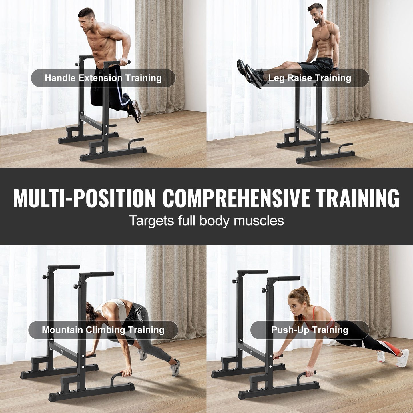 Dip Bar, 500 lbs kapacitet, Heave Duty Dip Stand Station med justerbar höjd, Fitness Workout Dip Bar Station Stabilisator Paralett Push Up Stand, parallella stänger för styrketräning Hemmagym