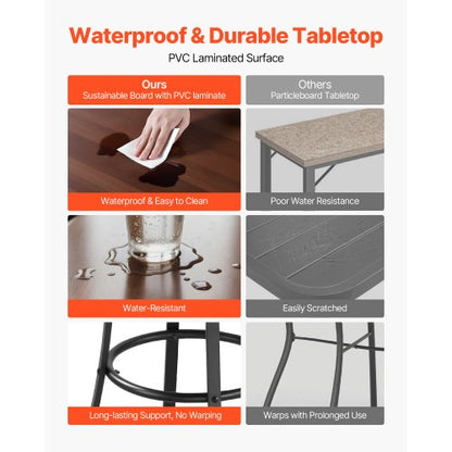 Runt barbord för utomhusbruk, 60 cm barhöjd bistrobord, matbord för uteplats med lättrengörlig skiva och robust metallram, höga pubbord för inomhusbruk för små utrymmen, kök |  EU