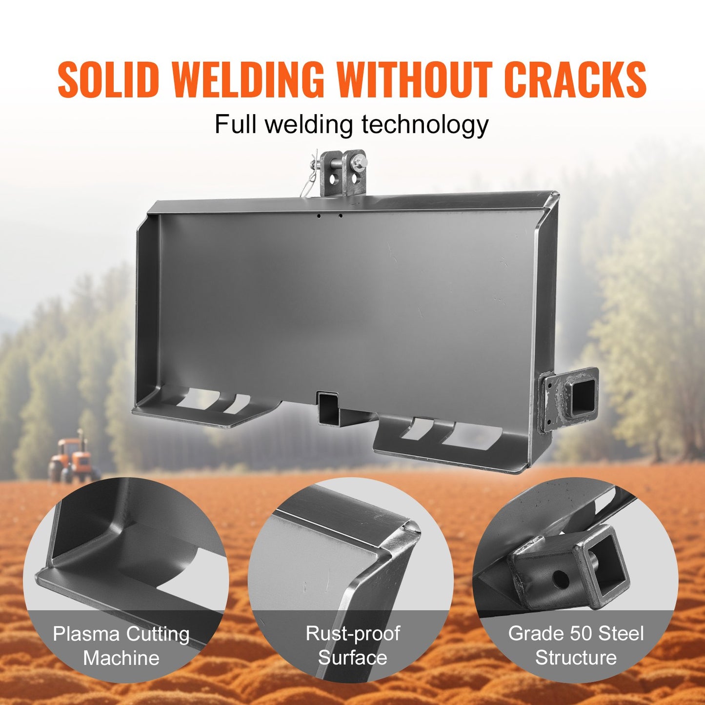 Universal 3-point Ski Steer Plate 3/8" Ski Steer Mounting Plate